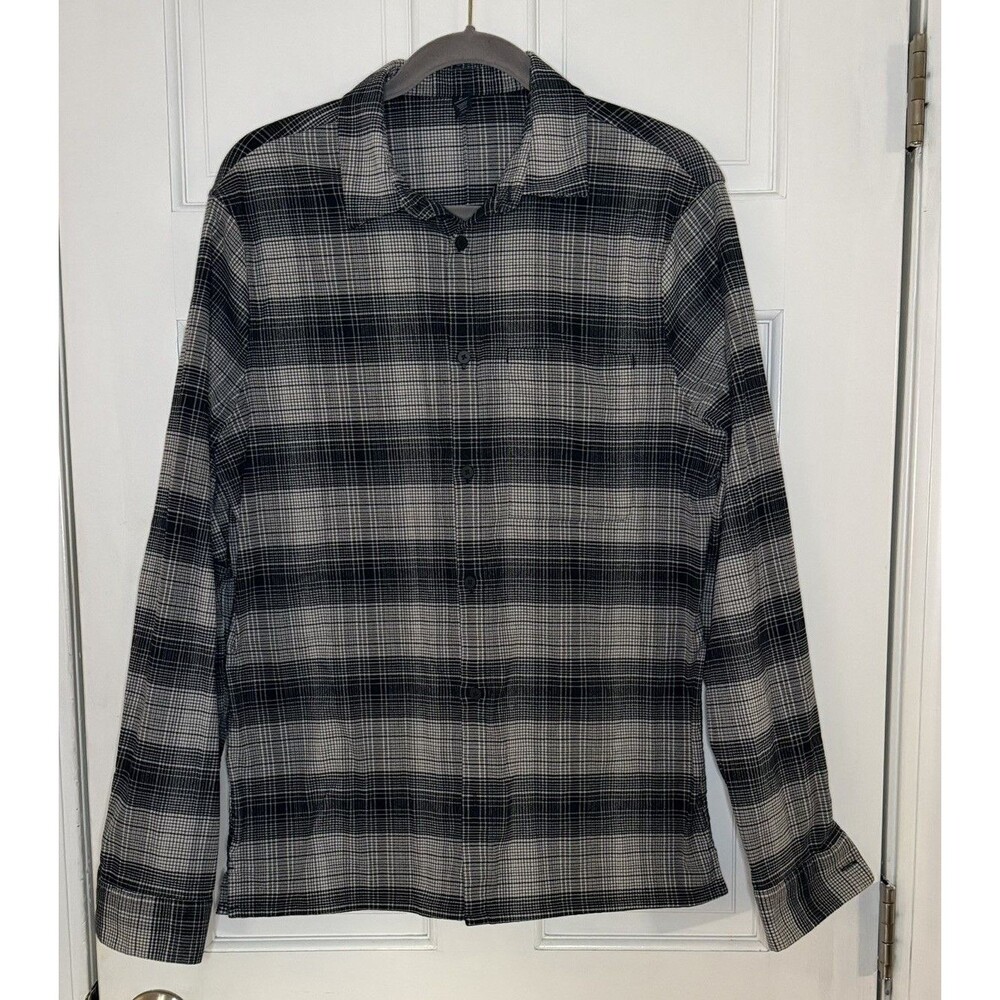 Lululemon Masons Peak Flannel Shirt Burgundy Plaid Long Sleeve Button Up Mens L